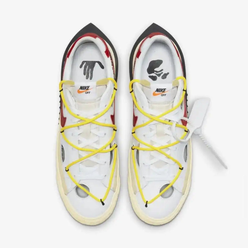 Off-White x Nike Blazer Low White and University Red - DRIP DOS ARTISTAS 