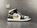 Jordan 1 Mid Patent Black White Gold - DRIP DOS ARTISTAS 