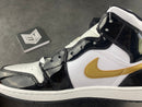 Jordan 1 Mid Patent Black White Gold - DRIP DOS ARTISTAS 