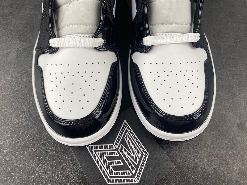 Jordan 1 Mid Patent Black White Gold - DRIP DOS ARTISTAS 