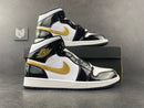 Jordan 1 Mid Patent Black White Gold - DRIP DOS ARTISTAS 